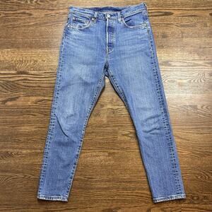 Levis 501 Jeans Womens Small 30x27 Button Fly Skinny Med Wash High Rise Denim